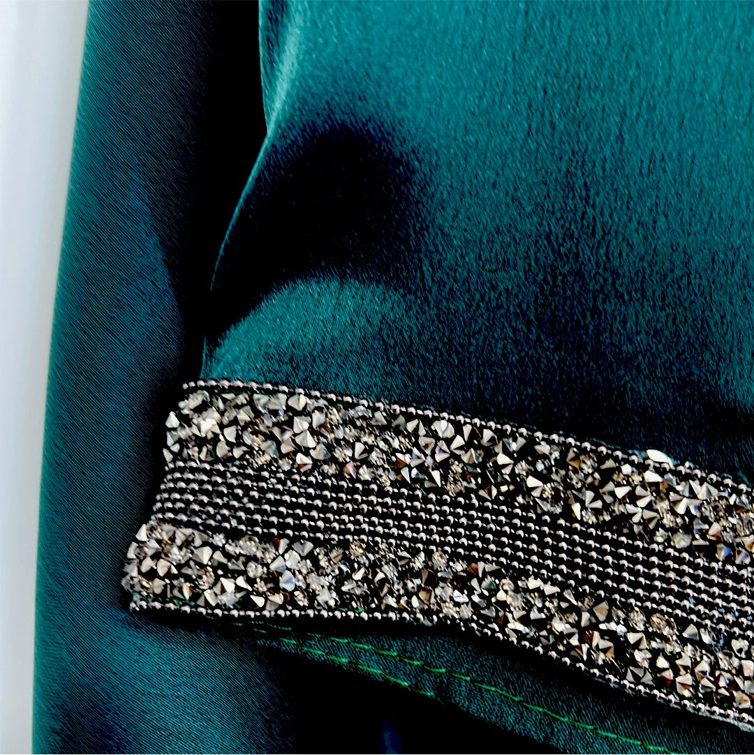 Emerald Butterfly Crystal Sleeve Abaya