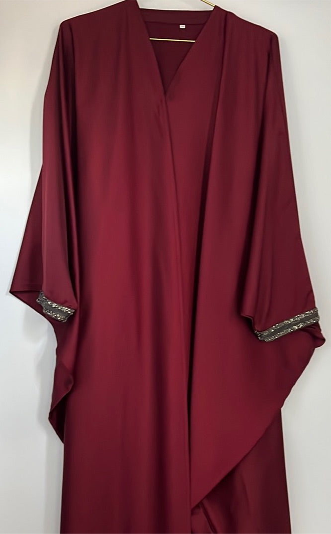 Crimson Jeweled Abaya