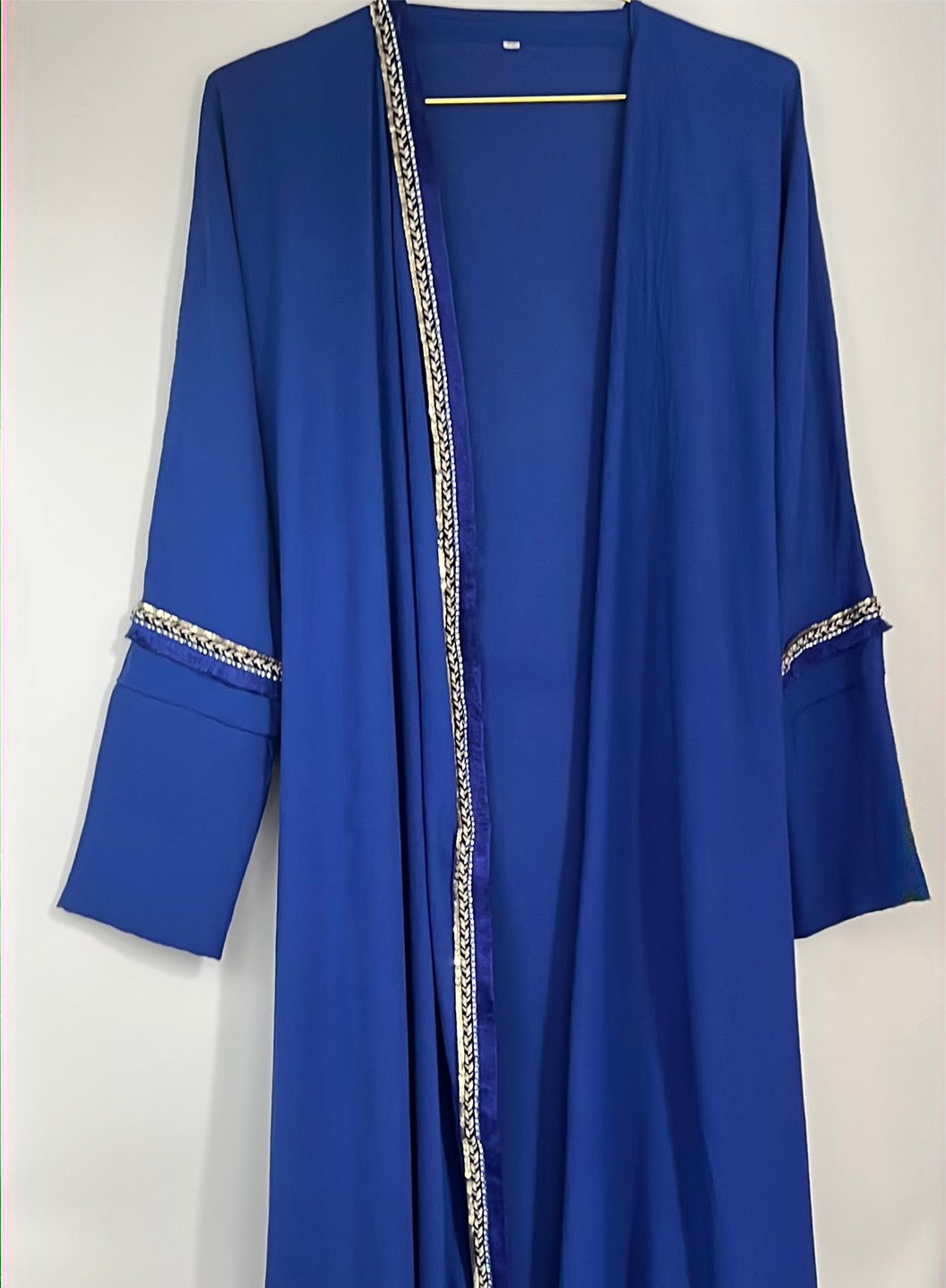 Indigo Abaya w/Sequins and Jewel Piping